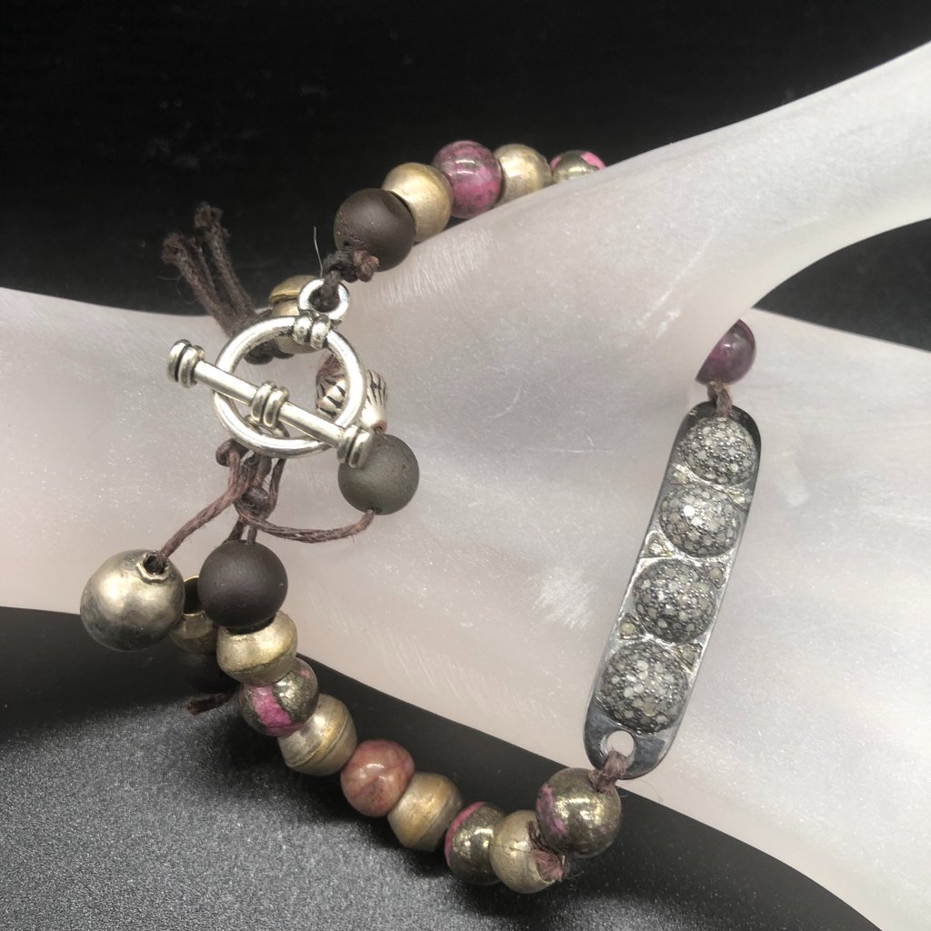 Bracelet - Diamond, Pink And Silver Pyrite